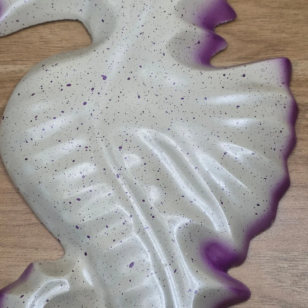 Vintage 3 Seahorse MCM Chalkware Wall Decorations Cream and Purple Beach House